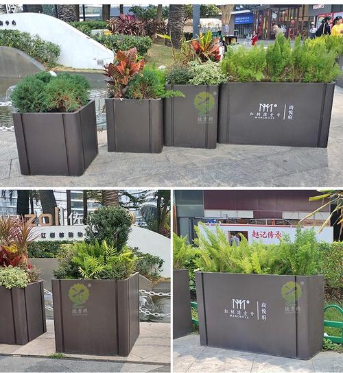户外组合不锈钢花箱花坛外摆市政花架房地产树箱道路立体铁艺花槽